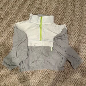 Urban Outfitters Gray and White Windbreaker Jacket